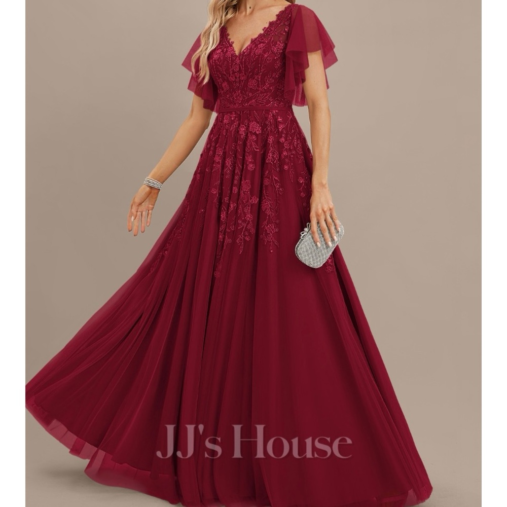 Elegant Burgundy Evening Gown 12